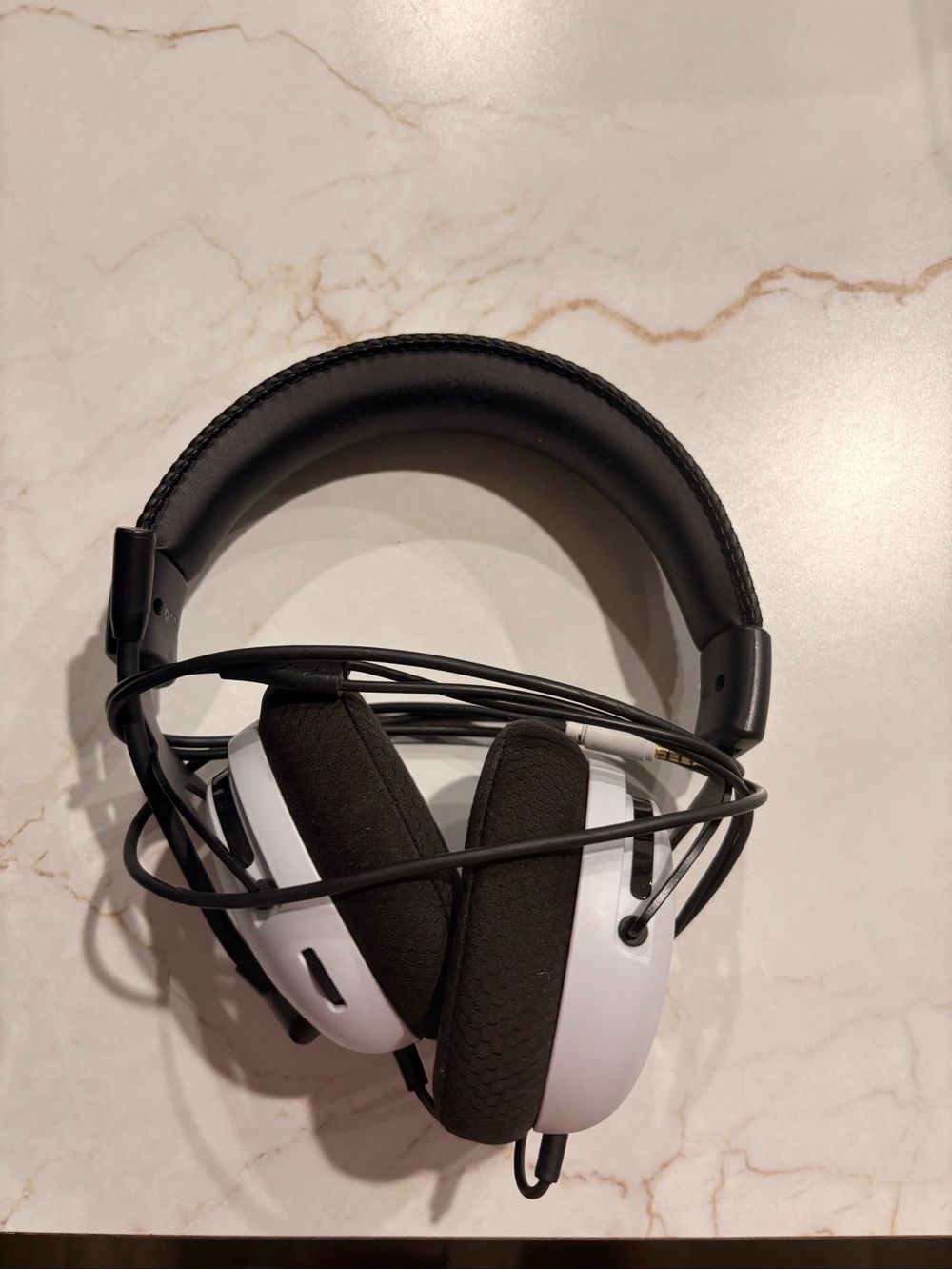 White and Black Over-Ear Headphones - Wired Comfort